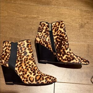 Keneth Cole Leopard Print Ankle Booties